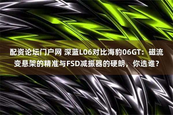 配资论坛门户网 深蓝L06对比海豹06GT：磁流变悬架的精准与FSD减振器的硬朗，你选谁？